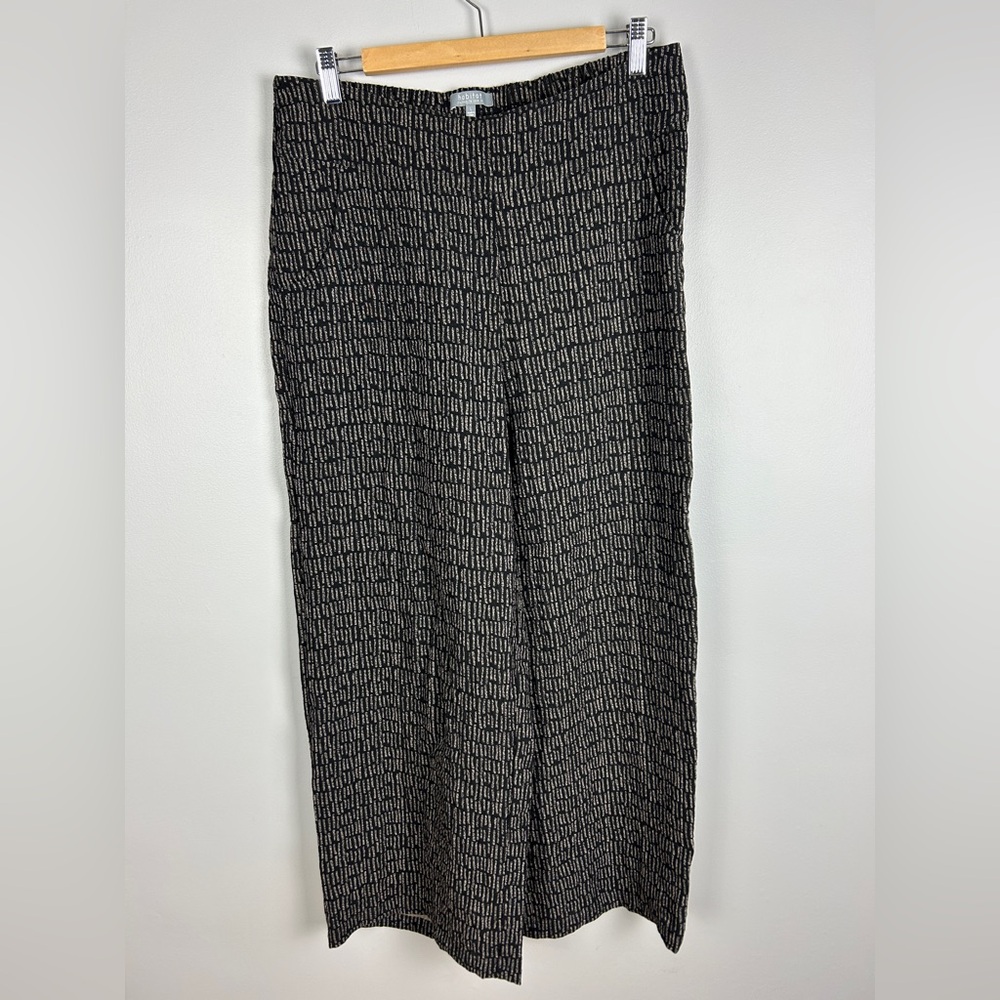 HABITAT Wide Leg Printed‎ Pants Size Large Textured Black Brown Cropped